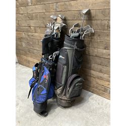 Battlesticks and other golf clubs in three bags