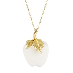 14ct gold crystal apple pendant, on 9ct gold link chain necklace