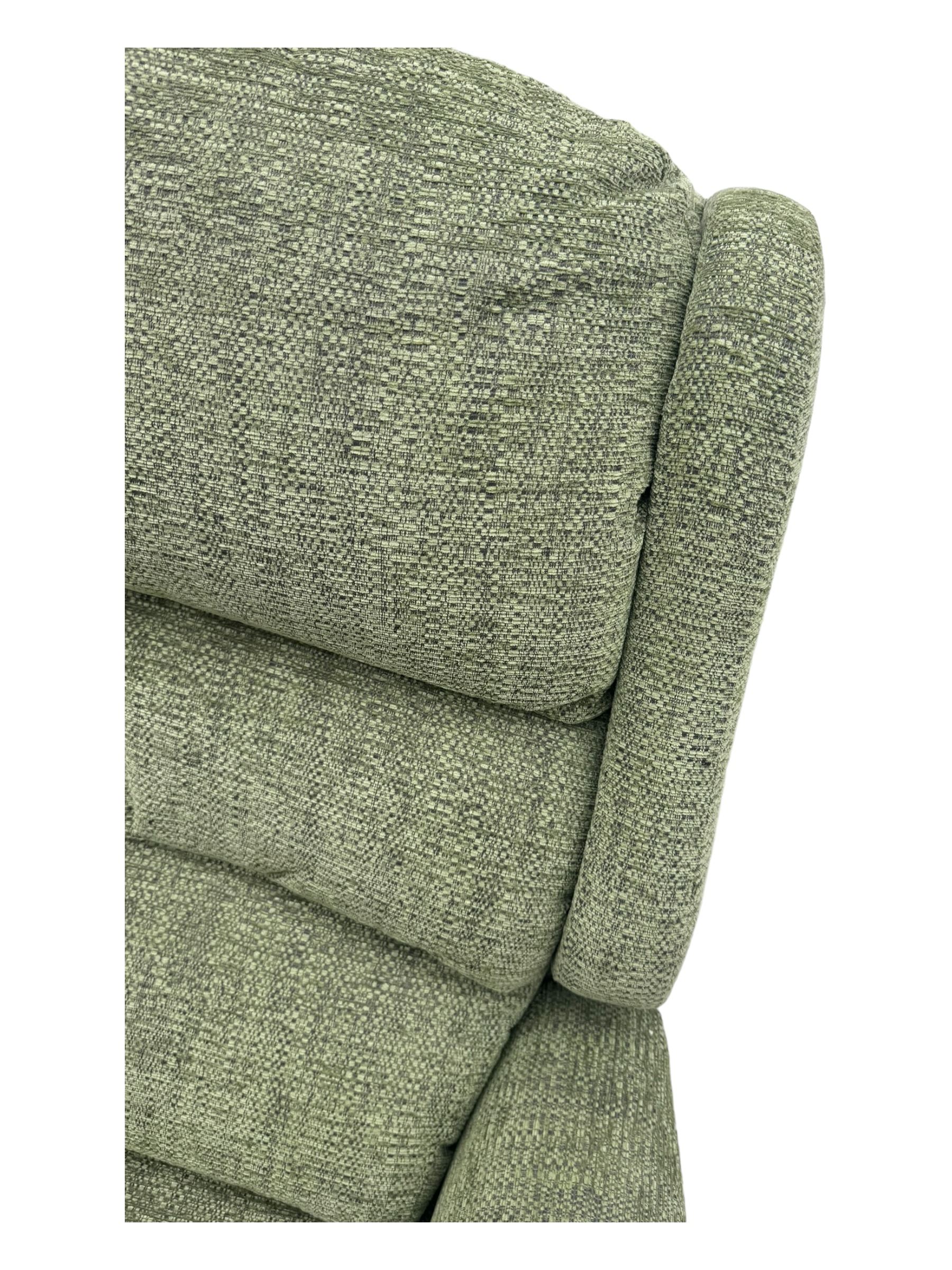 Sherborne 'Albany' dual motor electric rise and recliner armchair, in Adriatic Mint (Aquaclean) fabric, high-back with segmented cushioning, padded armrests and a built in footrest, on metal frame