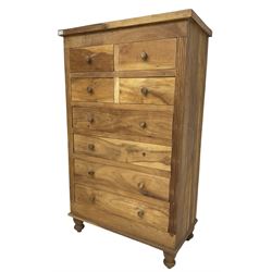 Hardwood chest, fitted with four short and four long drawers