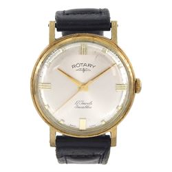 Rotary gentleman's 9ct gold manual wind wristwatch, Birmingham 1964, on black leather strap 