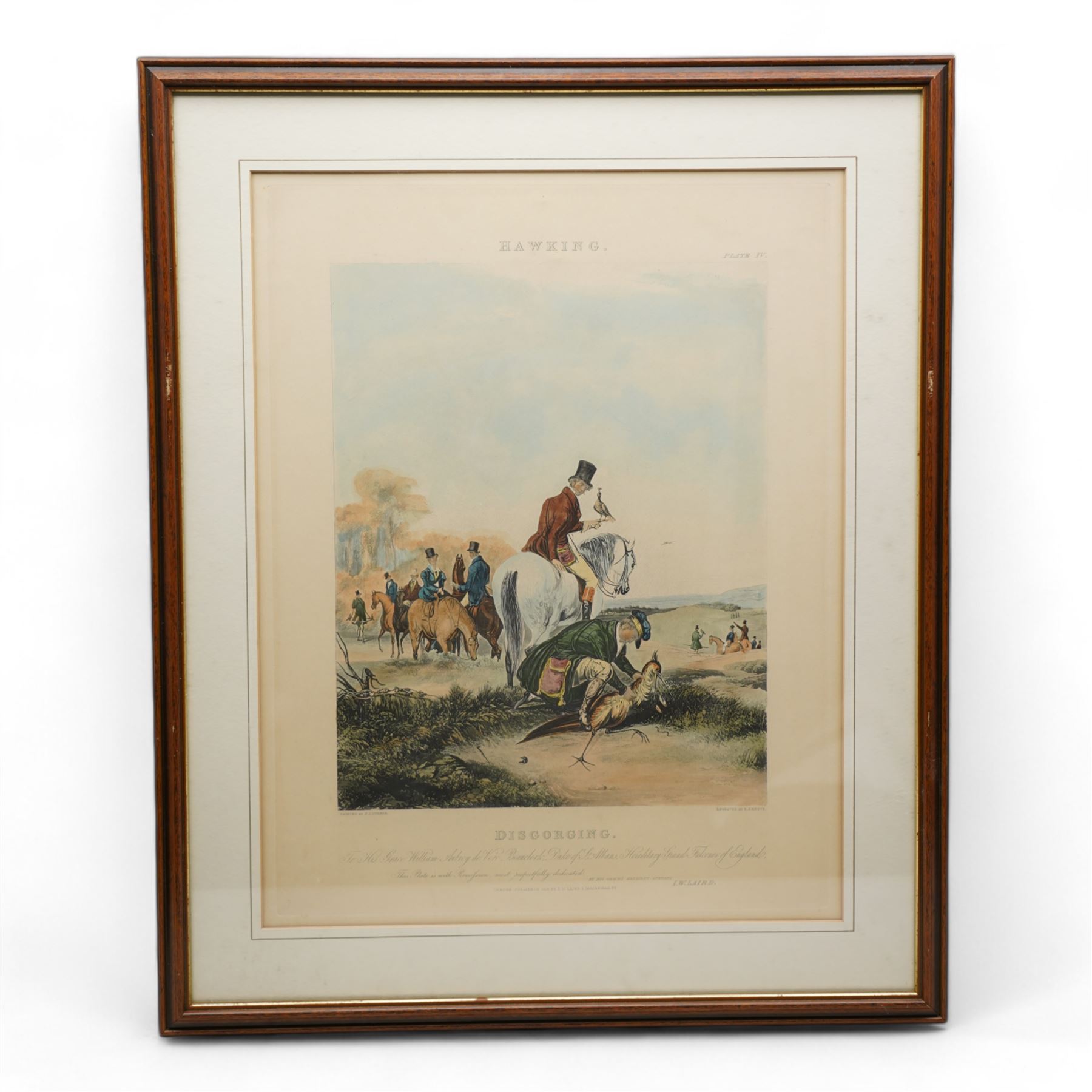 After Francis Calcraft Turner (British 1746-1846): 'Hawking' - 'Departure' 'Rendezvous' 'Fatal Stoop' and 'Disgorging', set four 19th century hand-coloured engravings by R G Reeve, pub. by I W Laird, London 1837-1839, 52cm x 43cm (4)