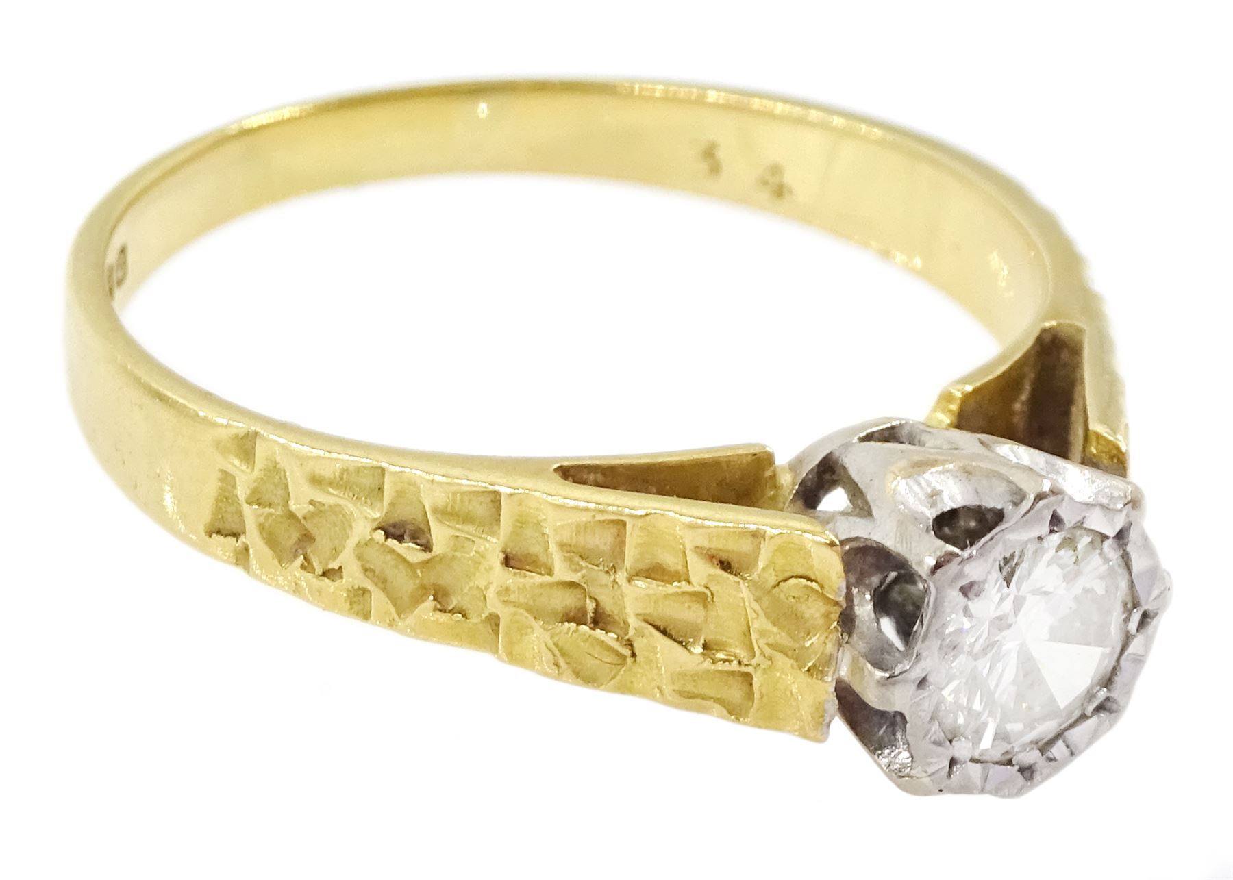 18ct gold single stone round brilliant cut diamond ring, Birmingham 1977, diamond approx 0.30 carat