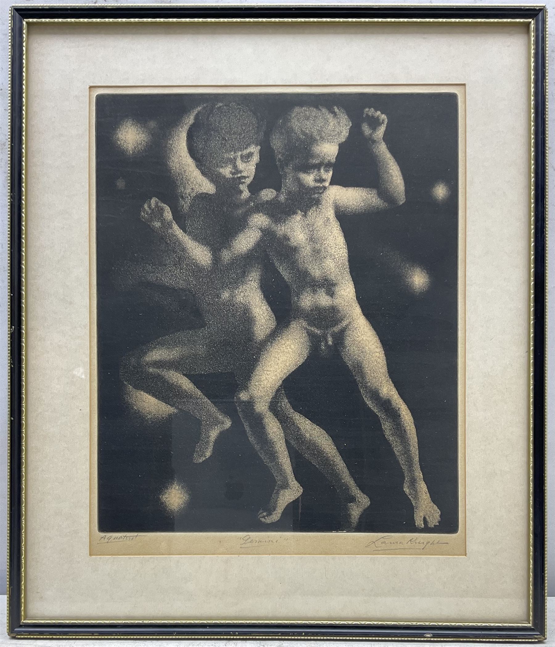 Dame Laura Knight (Staithes Group 1877-1970): 'Gemini', aquatint signed and titled in pencil, printed by David Strang 1932, 30cm x 25cm