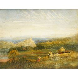 Continental School (19th Century): Haymaking on the Hills, oil on board unsigned 27cm x 35cm