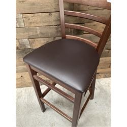 6 x dark walnut low back bar stool, faux leather seat