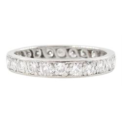 Platinum round cut diamond full eternity ring, total diamond weight approx 1.20 carat