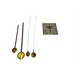 An assortment of four longcase pendulums and a painted longcase dial signed William Lister, Halifax