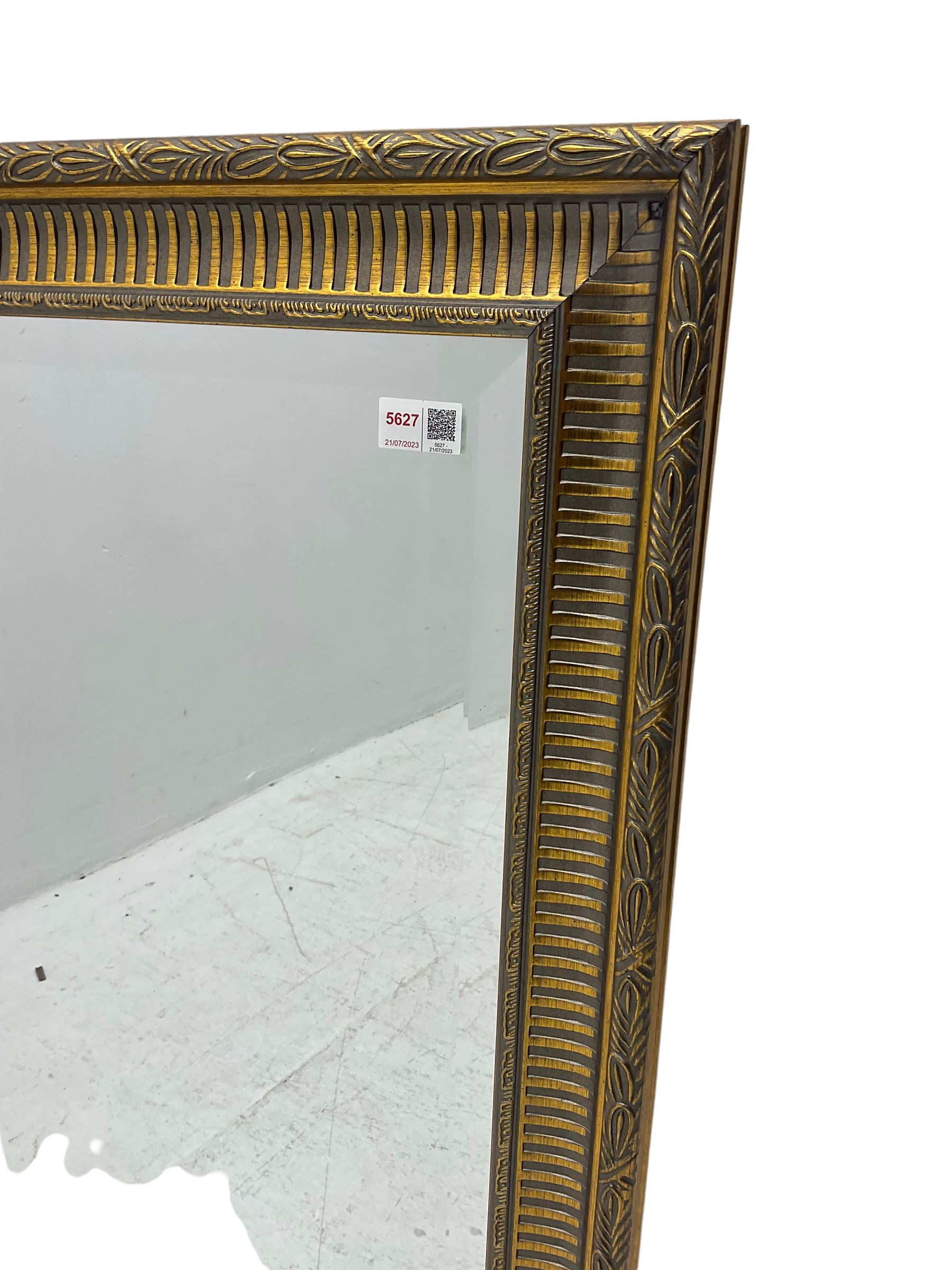 Rectangular gilt frame wall mirror, bevelled plate