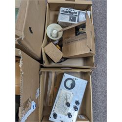 Large collection of radio parts and similar, together with other electrical parts, etc in six boxes 
