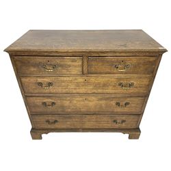 Early 20th century Georgian design oak chest, fitted with two short over three long drawers, lower moulded edge over bracket feet