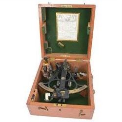 1940s Husun (Henry Hughes & Son Ltd) sextant no. 23265 in black finish, contained in fitted wooden case with service label dated 1940