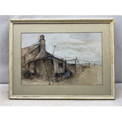 K Cuthall (British 20th Century): Barn, watercolour and gouache signed and dated '80, 36cm x 56cm 