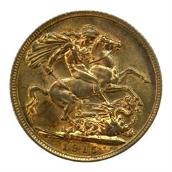 King George V 1915 gold full sovereign coin