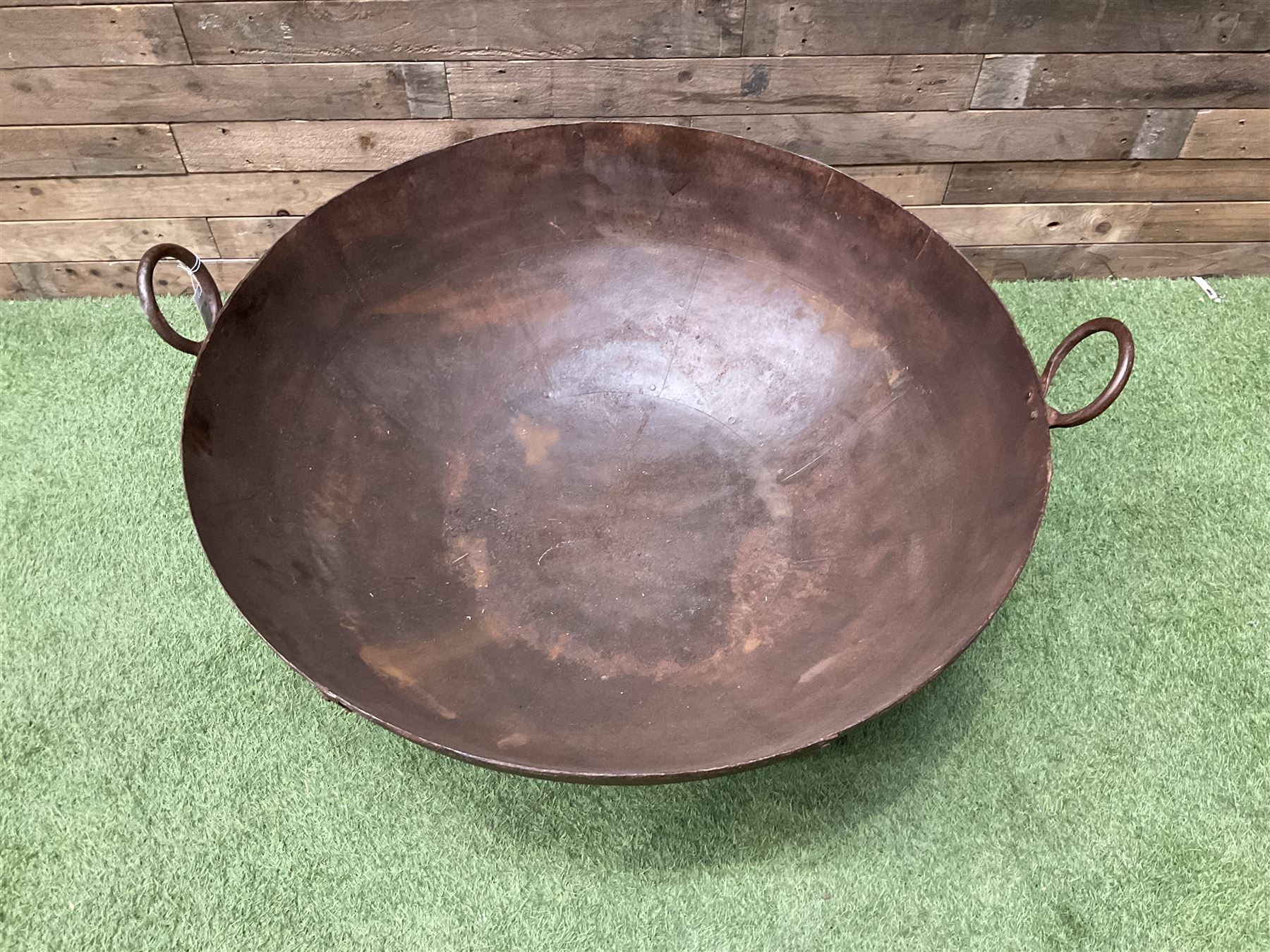 Very large Indian wrought iron Kadhai fire pit on wrought iron stand  - THIS LOT IS TO BE COLLECTED BY APPOINTMENT FROM DUGGLEBY STORAGE, GREAT HILL, EASTFIELD, SCARBOROUGH, YO11 3TX