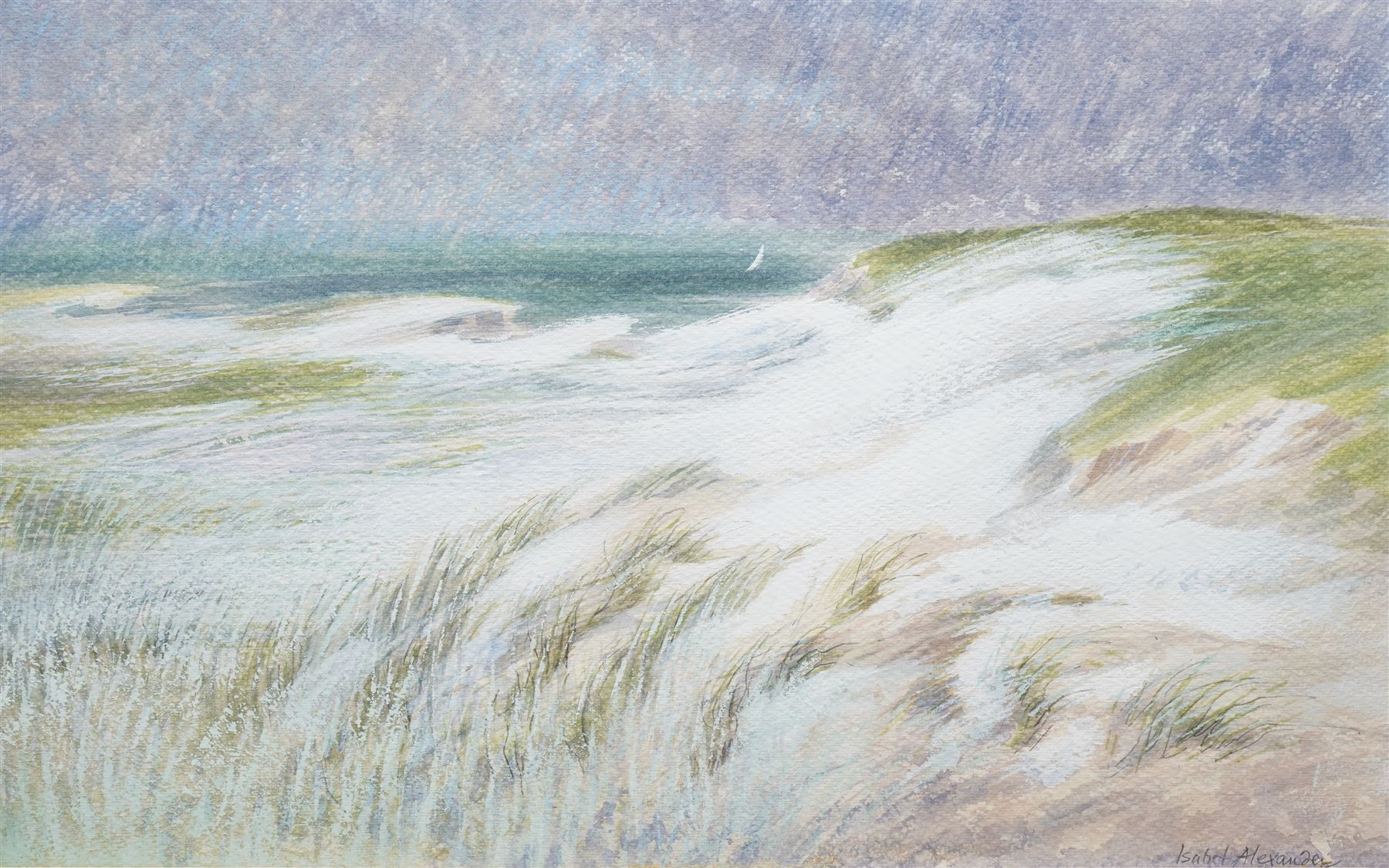 Isabel Alexander (British 1910-1996): Sand Dunes, pastel signed 38cm x 60cm