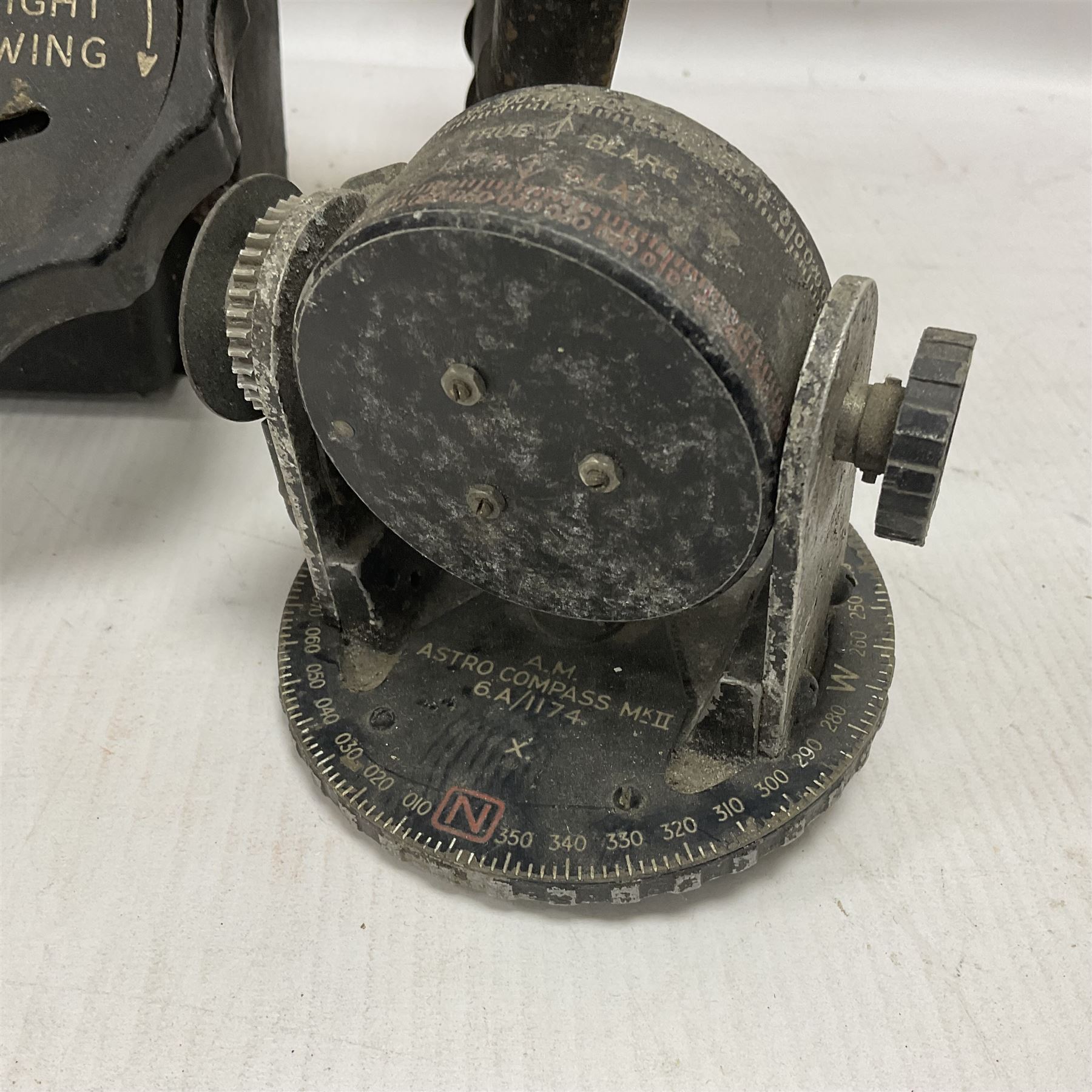 Cased Astro compass mark MK11, together with another and other aircraft equipment marked Aero Controls Ltd 