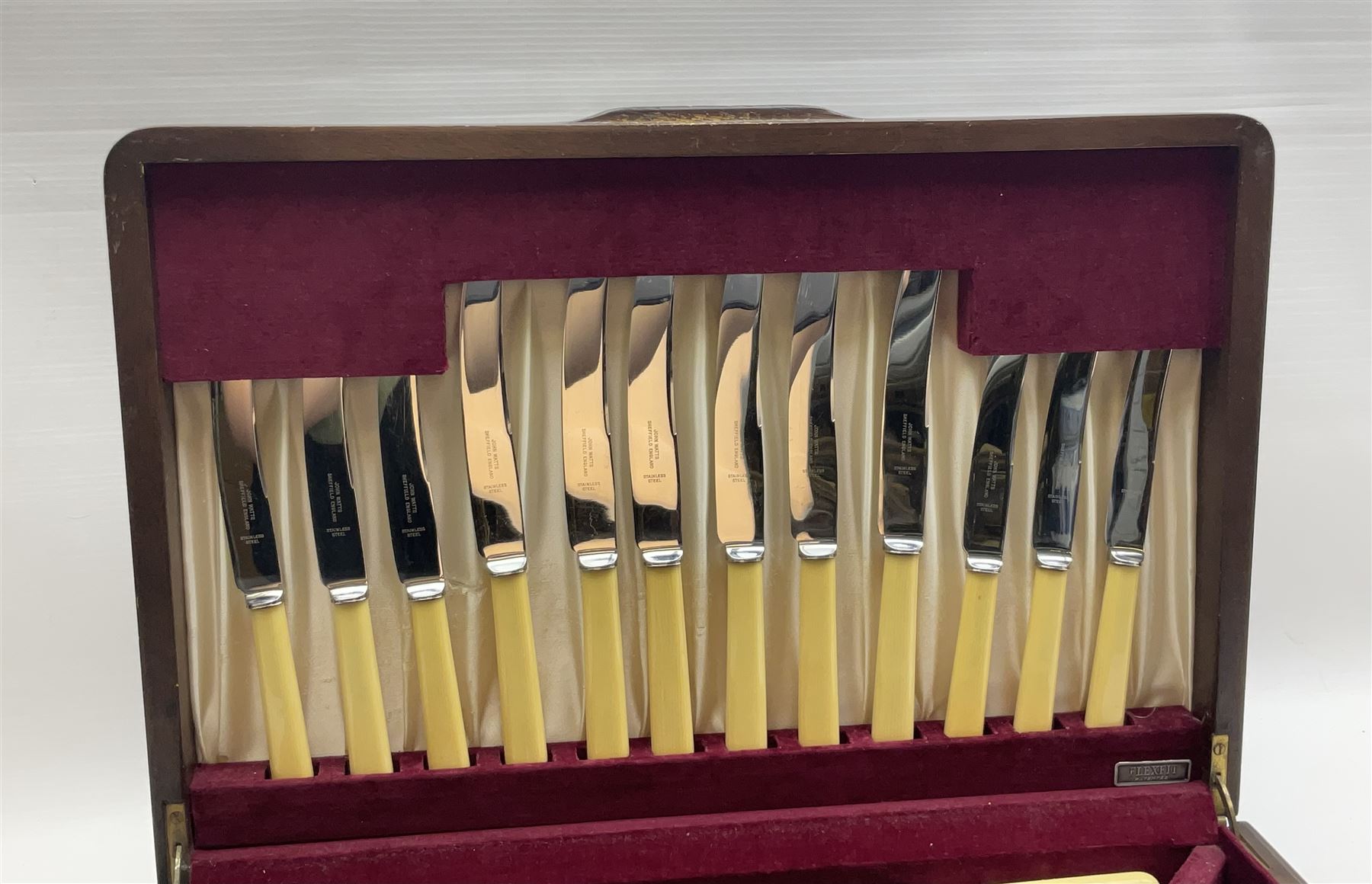 Canteen of cutlery for six place settings, contained within fitted oak case