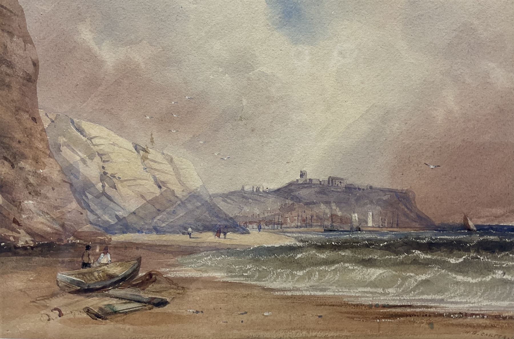 Henry Barlow Carter (British 1804-1868): Scarborough South Bay from Cornelian, watercolour signed and dated 1868, 16cm x 23.5cm