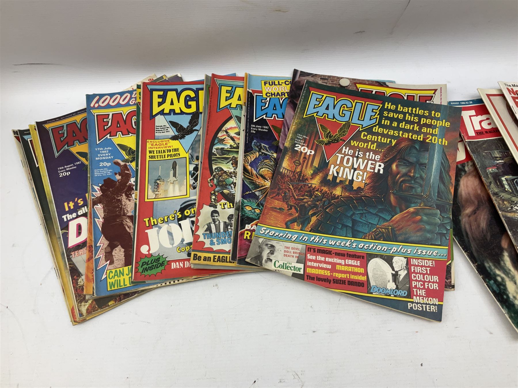 Eagle Comic No.1 27 March 1982 to 19 March 1983, Tornado Comic No.1 to No.22 18 Aug 1979, and quantity of other comics, books, magazines etc