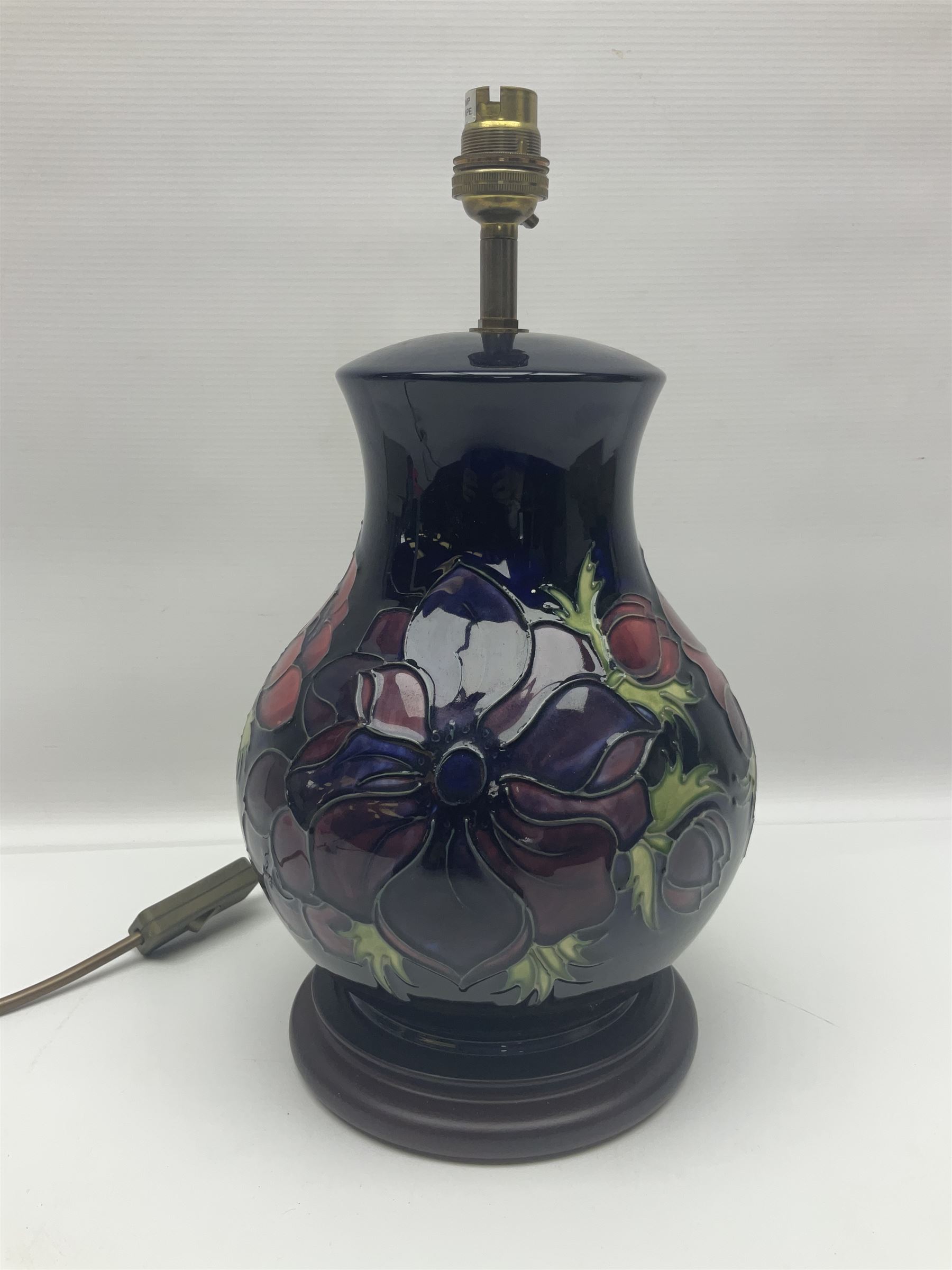 Moorcroft Anemone pattern table lamp , H35cm