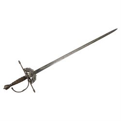 Spanish cup hilt officers sword, with 84cm single edge blade, with priced cup guard, overall L108cm 