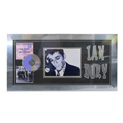 Ian Dury signed display, framed, H41cm, L76cm