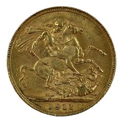 King George V 1911 gold full sovereign coin