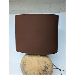 Large circular lamp with brown shade, H76cm with shade 