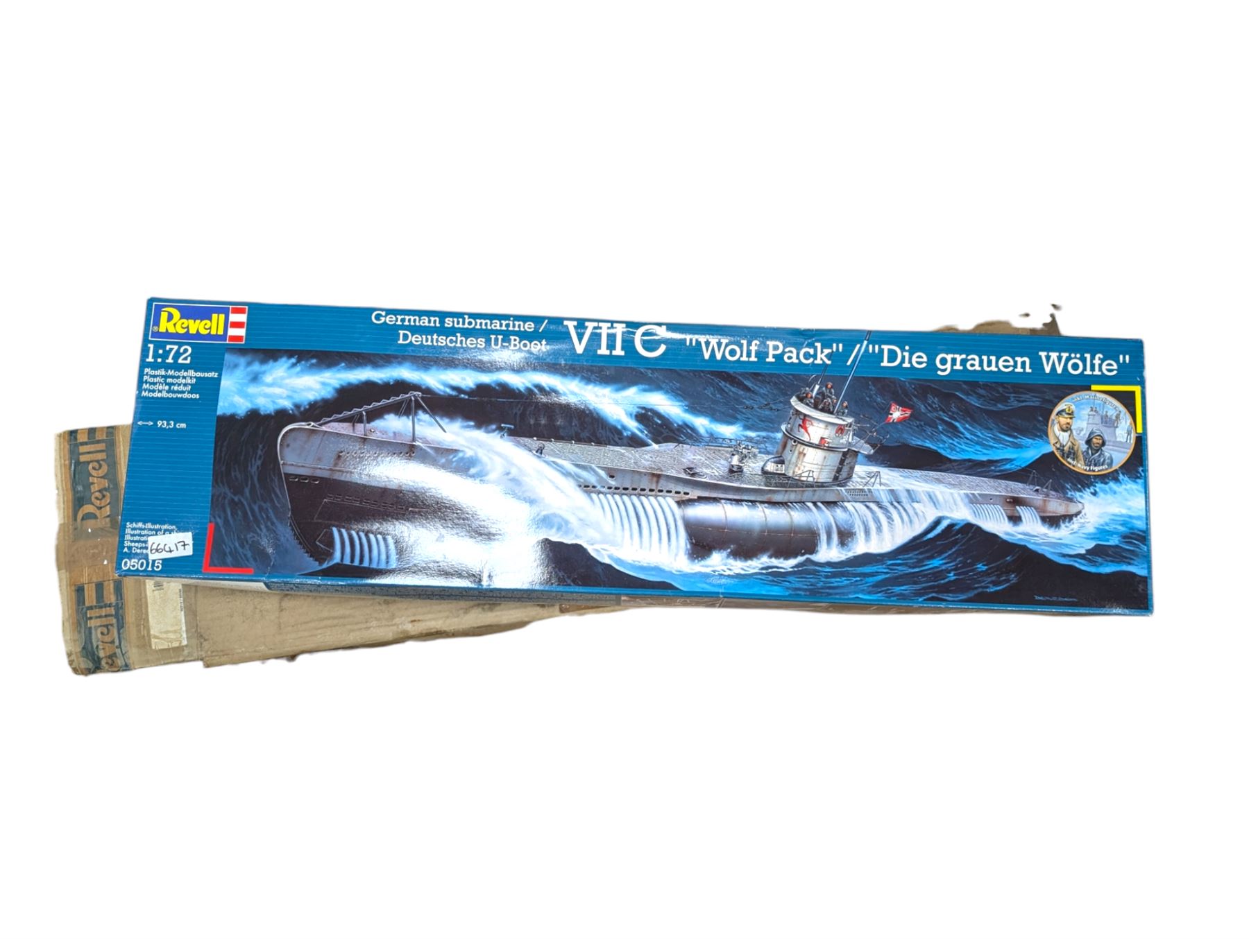 Two Revell 1/72 scale model building kits, including no. 05045 German Submarine VIIC/41 Atlantic Version U-boat and no. 05015 German Submarine VIIC  Wolf Pack, both boxed 