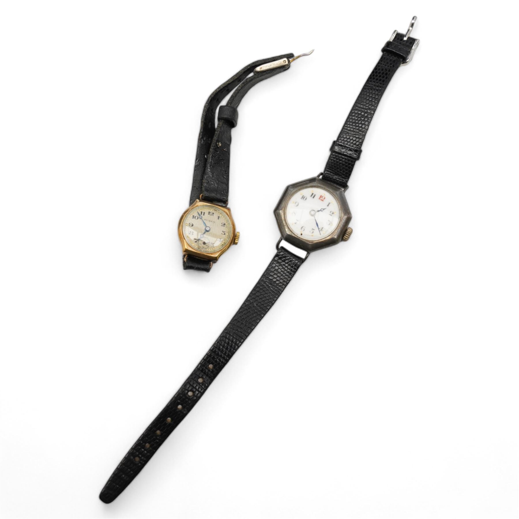 Buren ladies 9ct gold manual wind presentation wristwatch, and a silver manual wind wristwatch, Birmingham import mark 1918