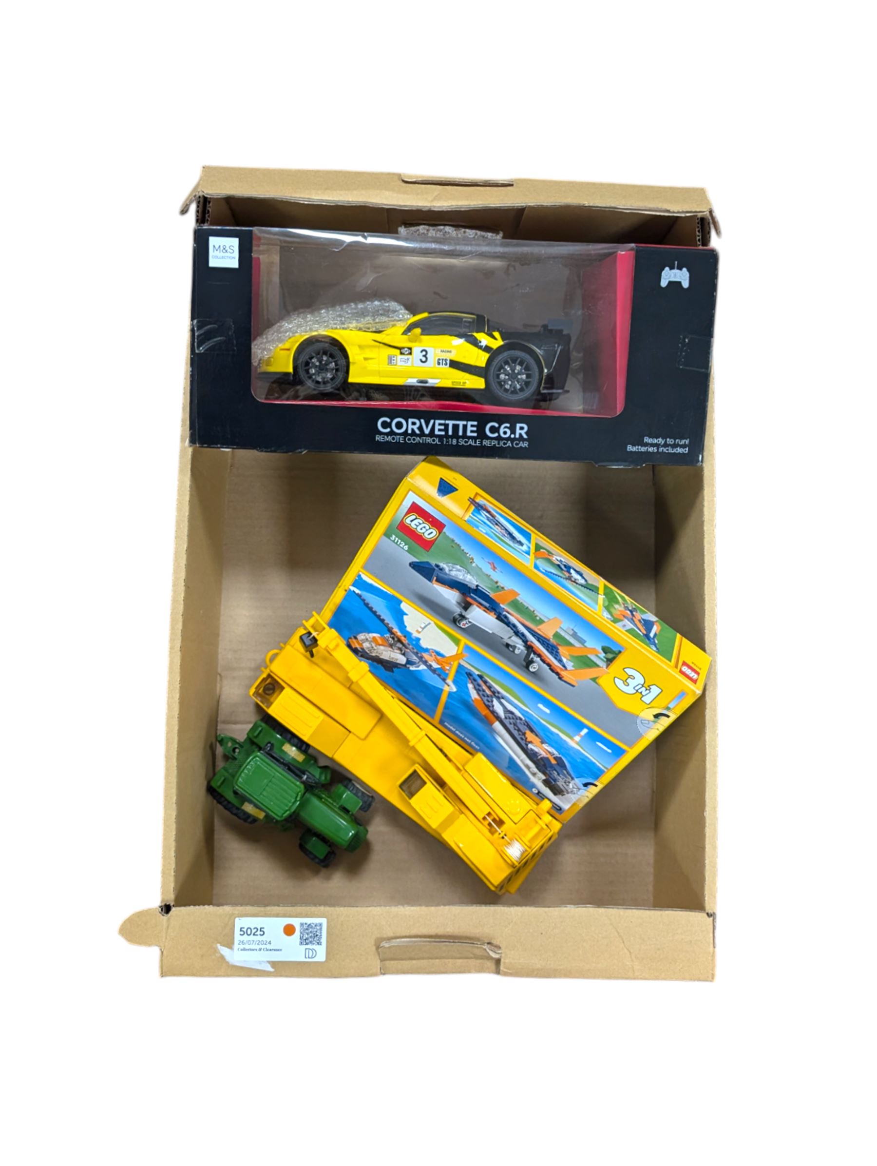 Boxed Lego Creator 3-in-1 set, no. 31126, together with an remote control 1:18 Corvette C6.R and two diecast vehicles