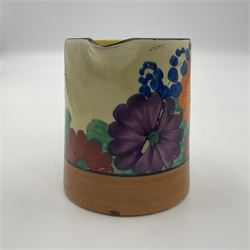 Clarice Cliff Bizarre milk jug decorated in the 'Gayday' Pattern, H8cm 