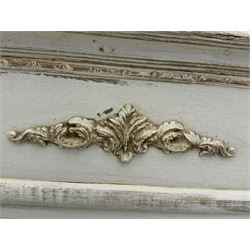 French style white painted pier glass mirror, decorated with scrolled acanthus leaf and anthemion mounts, bevelled mirror plate 