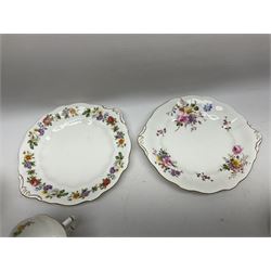 Royal Crown Derby Posies pattern tea service, including two milk jugs, two open sucrier, twelve teacups and saucers, twelve dessert plates etc 