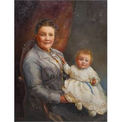 Madam Varney (British 19th Century): Portrait of Mother and Child, oil on canvas signed 47cm x 36cm