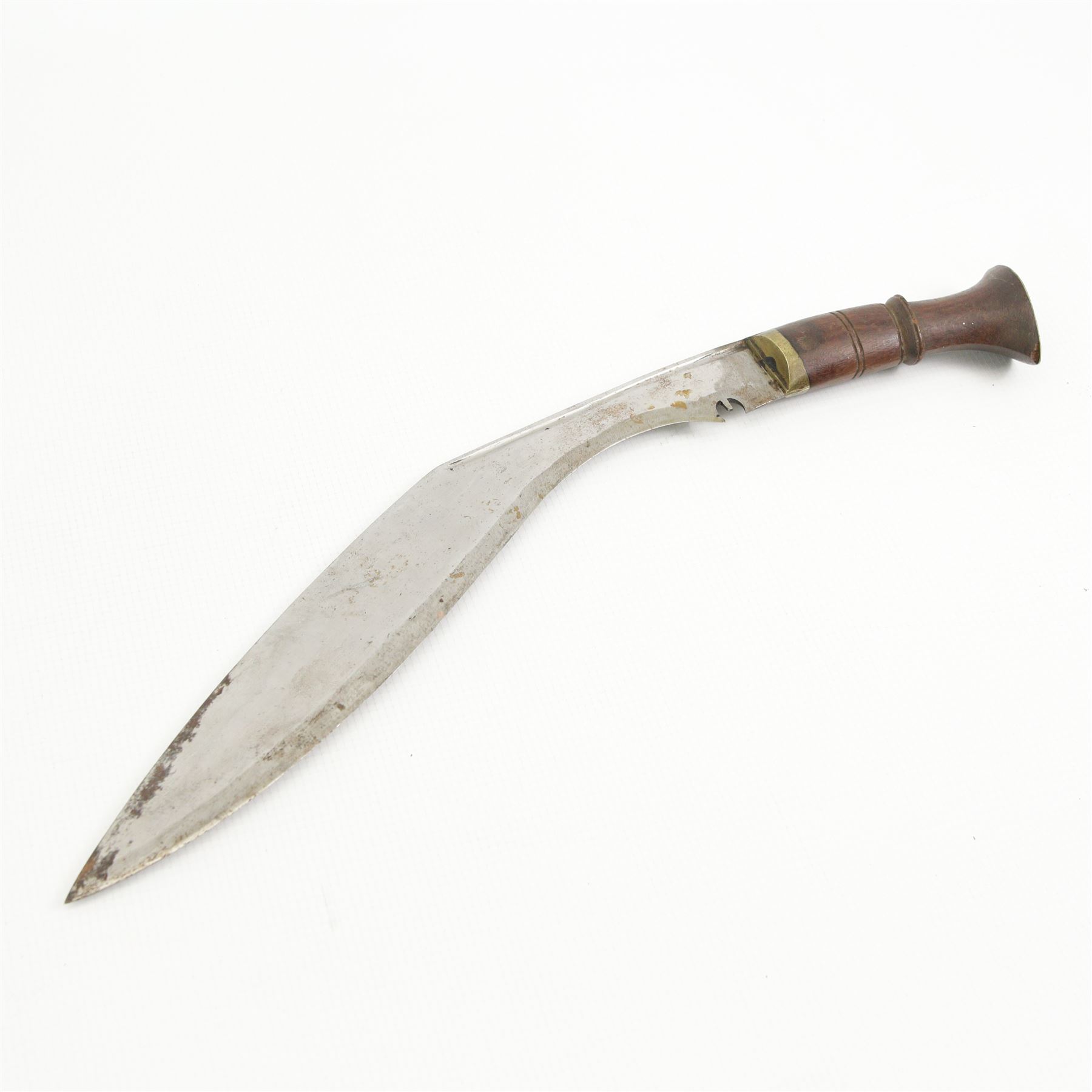  19th century Afghan Khyber knife with engraved blade and horn grip 60cm blade length, another similar Khyber knife, Indian Tulwar and a Kukri (4)