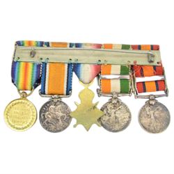 WWI miniature medal group, together with the Atlantic Star, Buttons, Cap badges and medallions  