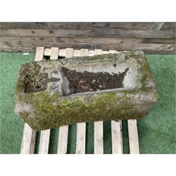 19th century rectangular stone trough, with small division - THIS LOT IS TO BE COLLECTED BY APPOINTMENT FROM DUGGLEBY STORAGE, GREAT HILL, EASTFIELD, SCARBOROUGH, YO11 3TX