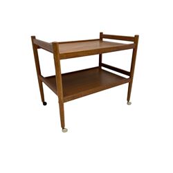 Mid-20th century circa. 1970s teak two-tier drinks trolley