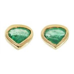 Pair of 18ct gold emerald stylized heart shaped earrings