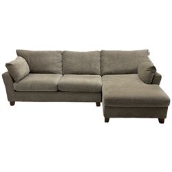 Next Home - corner sofa upholstered in grey fabric, on block feet 