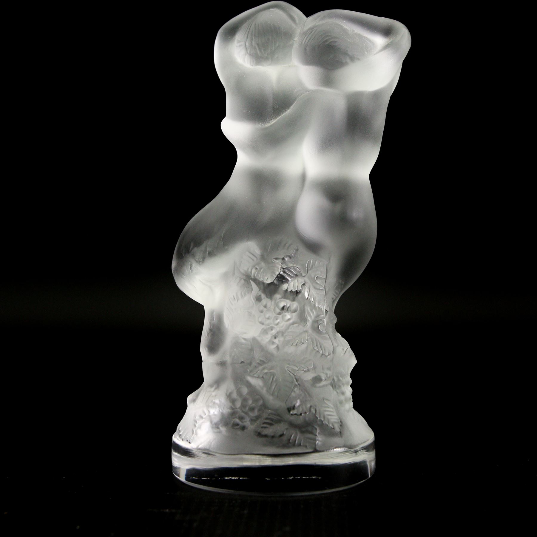 Lalique crystal group 'Le Faune' modelled as Pan and Diana embracing, signed Lalique, France, H14cm 