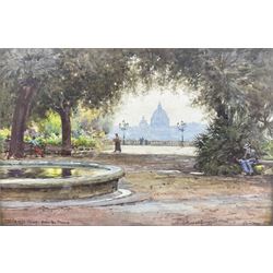 John Dobby Walker (British 1863-1925): 'St Peter's Rome from the Pincio', watercolour signed and titled 18cm x 27cm