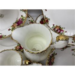 Royal Albert Old Country Roses pattern part tea service, to include teapot, water jug, six cups and saucers, covered sucrier, cake stand etc (39)