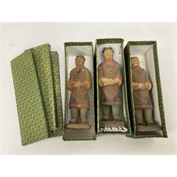 Set of three painted Chinese 'Terracotta Warrior' style figures, H20cm