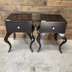 Pair of rosewood finish bedside chests