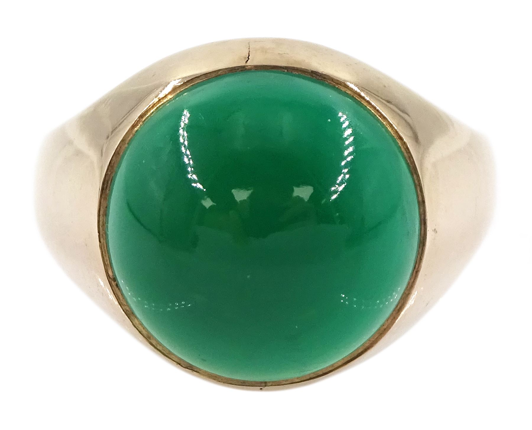 8ct rose gold single stone cabochon green agate ring