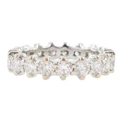 18ct white gold round brilliant cut diamond full eternity ring, total diamond weight appro...