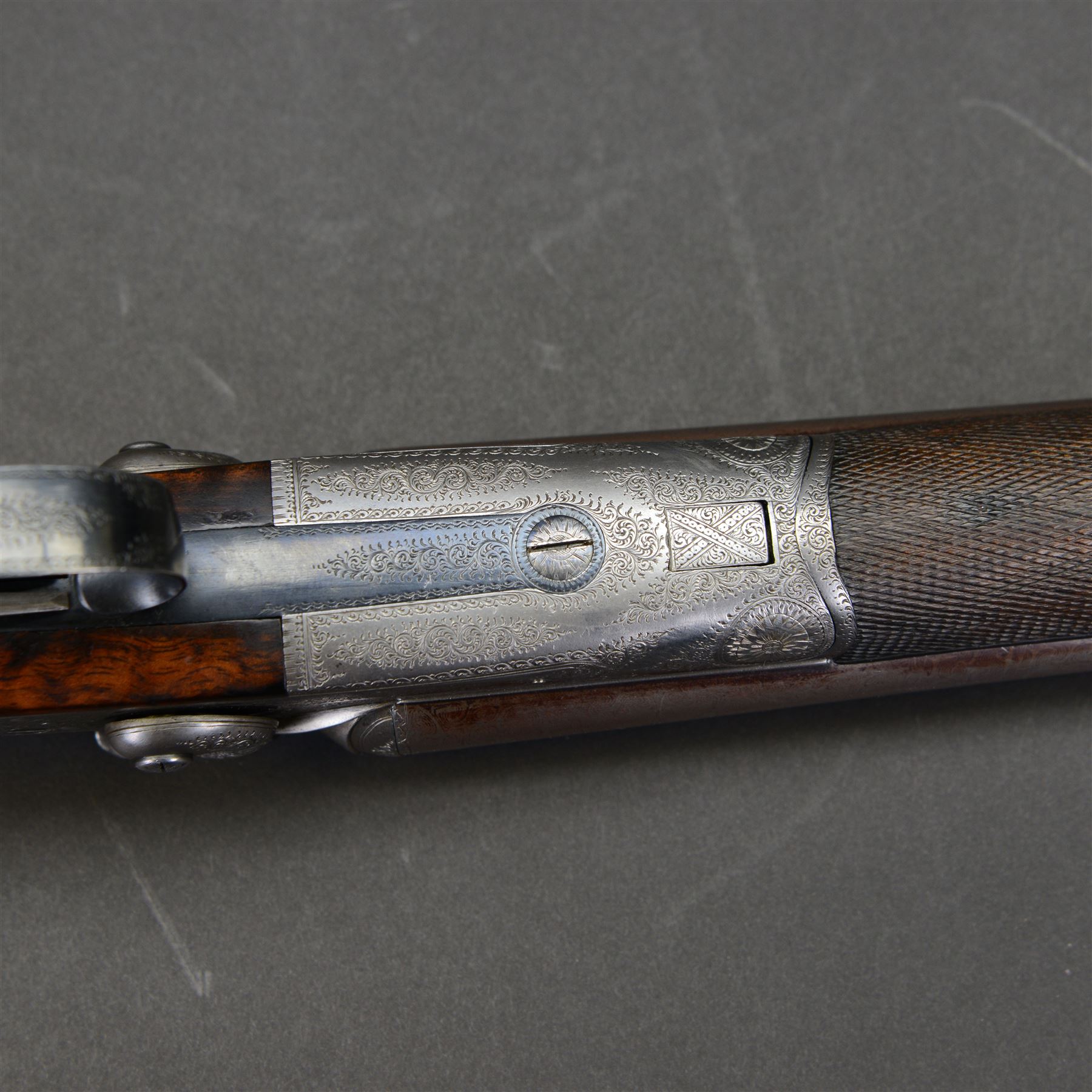 SHOTGUN CERTIFICATE REQUIRED - Alexander Henry 20 bore, percussion side by side double damascus barrel shotgun, with 69cm (27